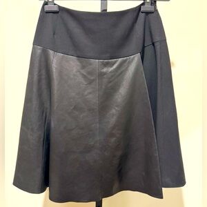Per Se by Carlisle Black Leather Panel & Wool Flare Skirt Size 4